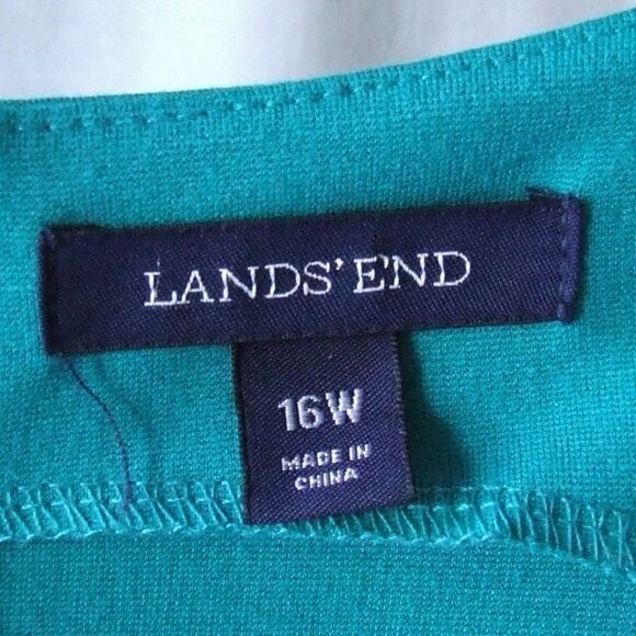 Lands End dress sleeveless casual green summer plus size stretchy 16W pockets - Picture 11 of 15